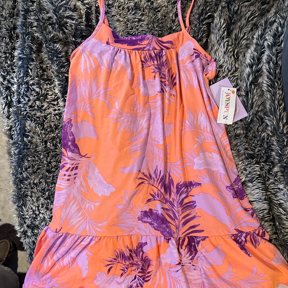 JOYSPUN NWT Orange and Purple Floral Dress | Beach Chic | Casual Dress | W S 4-6